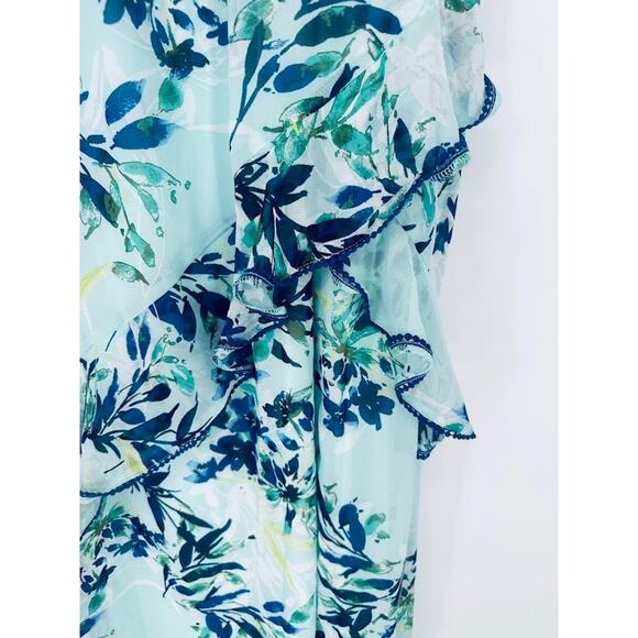 Lulus Sammi Light Blue Floral Print Ruffled Surplice Maxi Dress Size Large NEW - Picture 5 of 12
